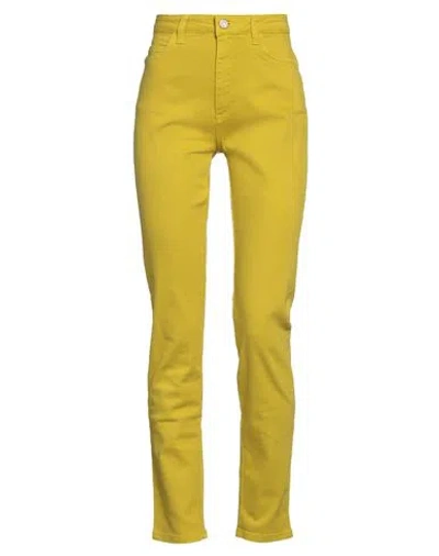 Manila Grace Woman Jeans Yellow Size 25 Cotton, Elastane