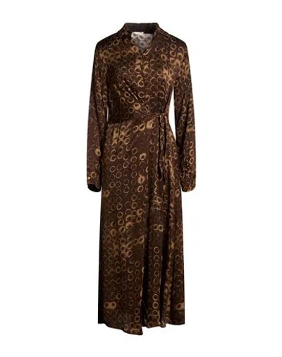 Manila Grace Woman Maxi Dress Brown Size 10 Viscose