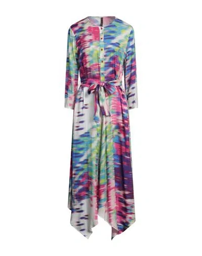 Manila Grace Woman Maxi Dress Fuchsia Size 12 Viscose In Pink