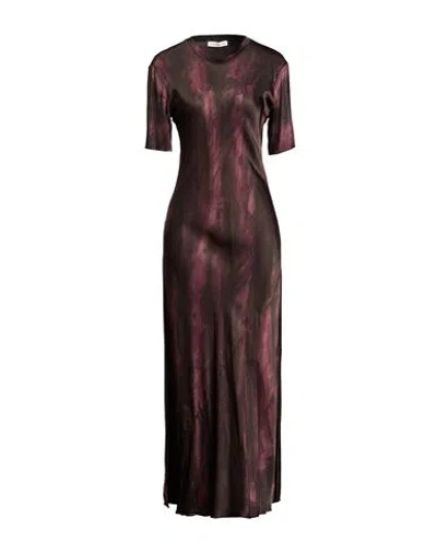 Manila Grace Woman Maxi Dress Plum Size 6 Viscose, Elastane In Brown