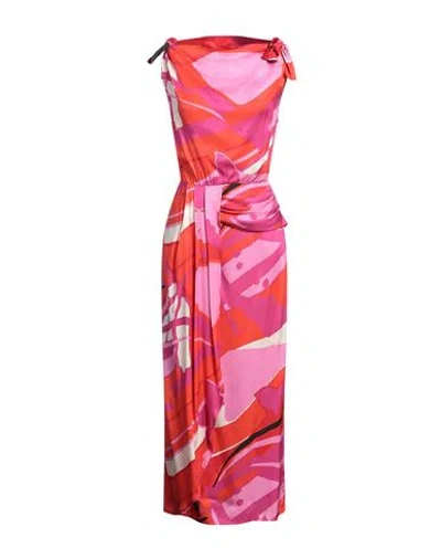 Manila Grace Woman Maxi Dress Red Size 8 Viscose In Red