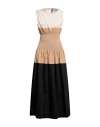 Manila Grace Woman Maxi Dress Sand Size 8 Cotton In Beige