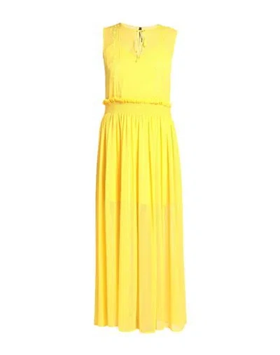 Manila Grace Woman Maxi Dress Yellow Size 10 Polyester, Polyamide