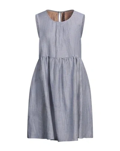 Manila Grace Woman Midi Dress Azure Size 6 Linen, Viscose, Polyamide In Blue