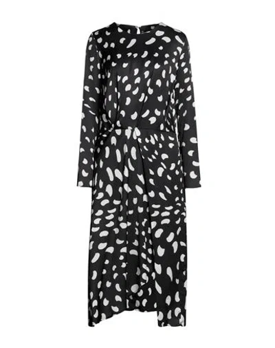 Manila Grace Woman Midi Dress Black Size 8 Viscose In Multi