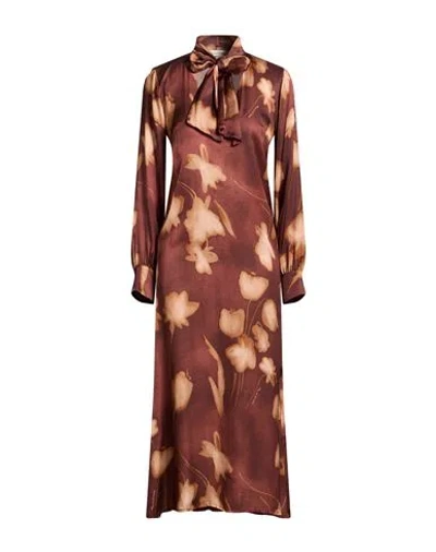 Manila Grace Woman Midi Dress Brown Size 4 Viscose