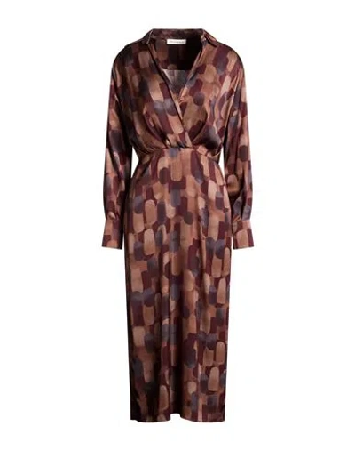 Manila Grace Woman Midi Dress Brown Size 4 Viscose