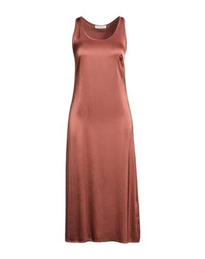 Manila Grace Woman Midi Dress Chocolate Brown Size 8 Viscose, Elastane