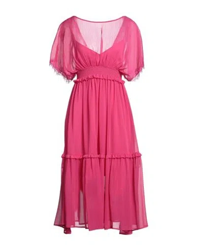 Manila Grace Woman Midi Dress Fuchsia Size 8 Polyester In Pink