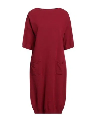 Manila Grace Woman Midi Dress Garnet Size M Wool, Polyamide In Red