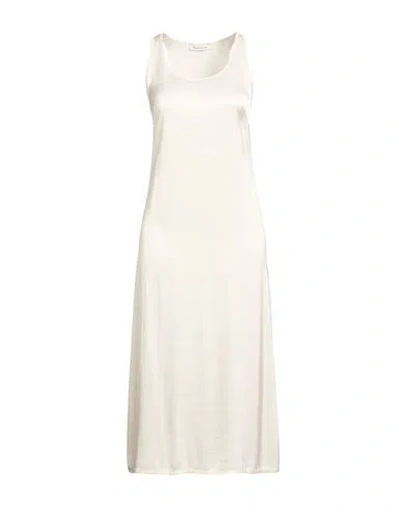 Manila Grace Woman Midi Dress Ivory Size 10 Viscose, Elastane In Neutral