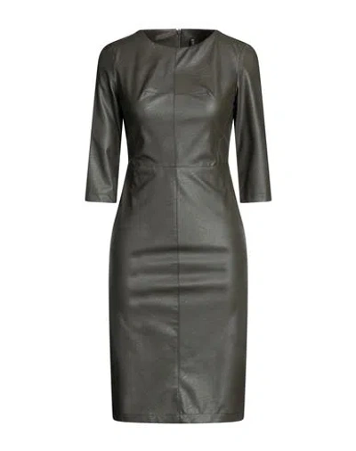 Manila Grace Woman Midi Dress Military Green Size 10 Viscose, Polyurethane