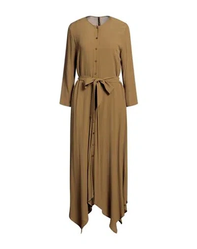 Manila Grace Woman Midi Dress Military Green Size 10 Viscose