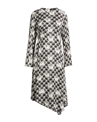 Manila Grace Woman Midi Dress Off White Size 12 Viscose In Black