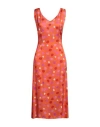 Manila Grace Woman Midi Dress Orange Size 10 Viscose In Orange