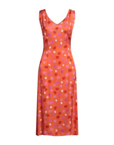 Manila Grace Woman Midi Dress Orange Size 10 Viscose