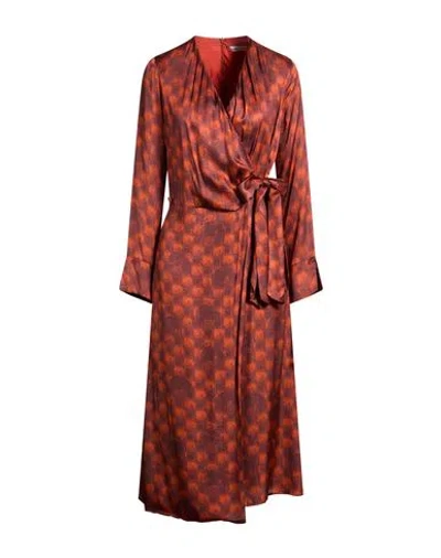 Manila Grace Woman Midi Dress Rust Size 10 Viscose In Red