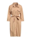 Manila Grace Woman Midi Dress Sand Size 12 Cotton In Beige