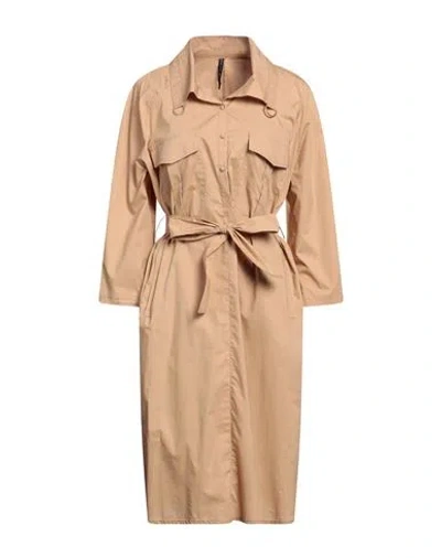 Manila Grace Woman Midi Dress Sand Size 12 Cotton In Beige