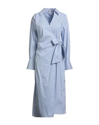 Manila Grace Woman Midi Dress Sky Blue Size 6 Cotton, Polyamide, Elastane