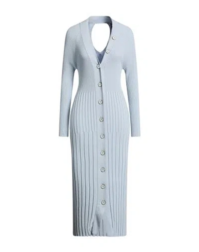 Manila Grace Woman Midi Dress Sky Blue Size L Viscose, Polyester