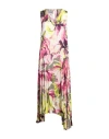 Manila Grace Woman Midi Dress Yellow Size 10 Viscose In Yellow