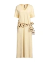 Manila Grace Woman Midi Dress Yellow Size S Cotton In Yellow