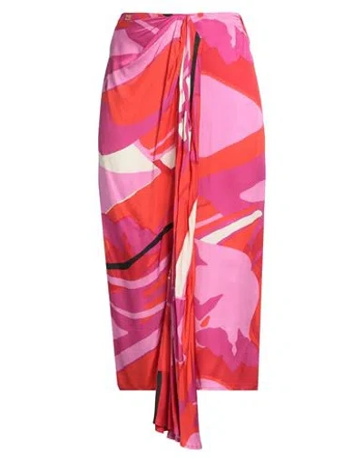 Manila Grace Woman Midi Skirt Fuchsia Size 8 Viscose In Pink