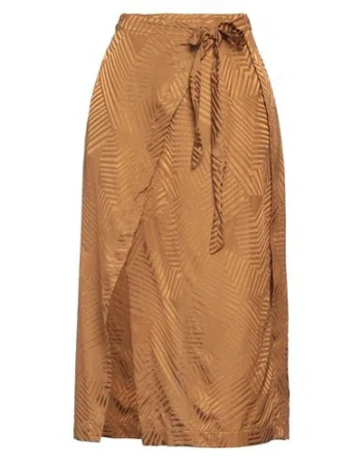 Manila Grace Woman Midi Skirt Marigold Size 12 Viscose, Cotton In Yellow