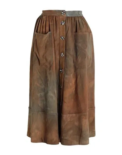 Manila Grace Woman Midi Skirt Tan Size 4 Viscose, Polyamide, Elastane In Brown