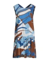 Manila Grace Woman Mini Dress Blue Size 10 Cotton In Multi