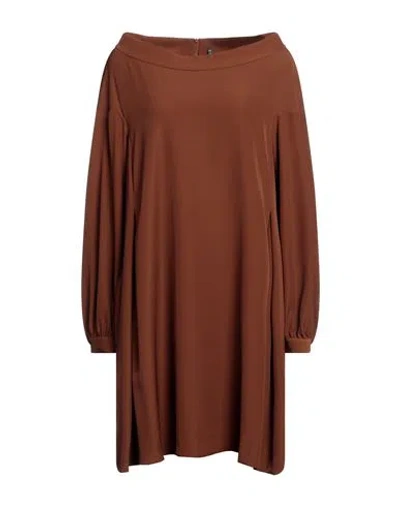 Manila Grace Woman Mini Dress Brown Size 10 Polyester, Elastane