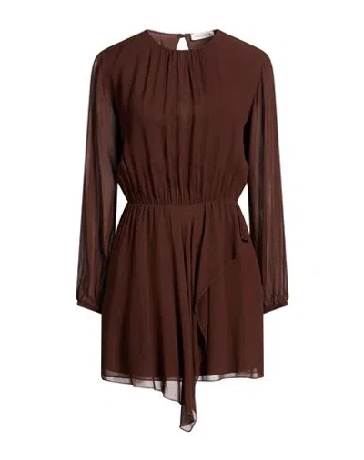 Manila Grace Woman Mini Dress Chocolate Brown Size 8 Viscose