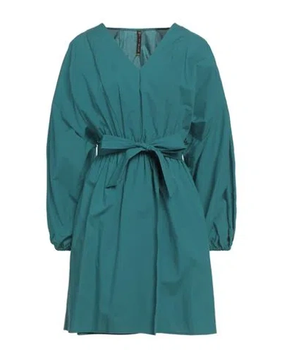 Manila Grace Woman Short Dress Deep Jade Size 10 Cotton In Green