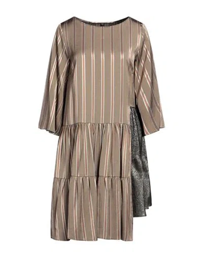 Manila Grace Woman Mini Dress Khaki Size 4 Acetate, Viscose, Polyester In Beige