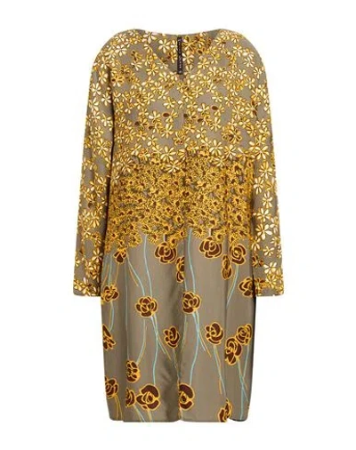 Manila Grace Woman Mini Dress Military Green Size 6 Viscose In Gold