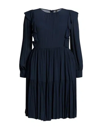 Manila Grace Woman Midi Dress Deep Jade Size 4 Viscose In Navy Blue