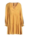 Manila Grace Woman Mini Dress Marigold Size 10 Linen, Viscose In Yellow