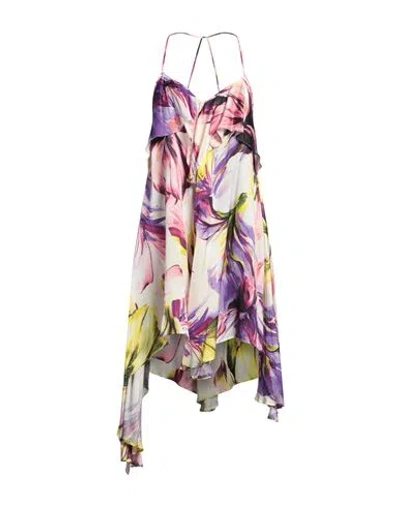 Manila Grace Woman Mini Dress Purple Size 10 Viscose, Polyester In Multi