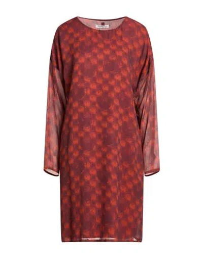 Manila Grace Woman Mini Dress Rust Size 10 Viscose In Brown