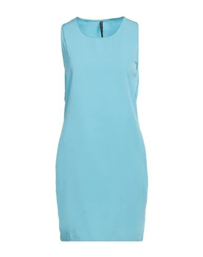 Manila Grace Woman Mini Dress Turquoise Size 4 Polyester, Cotton In Blue