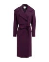 Manila Grace Woman Overcoat & Trench Coat Plum Size 8 Viscose, Polyamide, Elastane