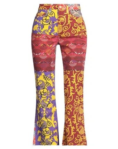 Manila Grace Woman Pants Brick Size 8 Cotton, Elastane In Red
