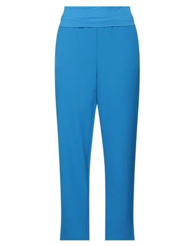 Manila Grace Woman Pants Bright Blue Size 6 Cotton, Elastane