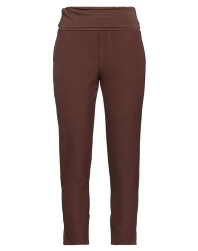 Manila Grace Woman Pants Brown Size 4 Cotton, Elastane, Polyester