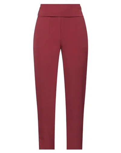 Manila Grace Woman Pants Burgundy Size 6 Cotton, Elastane, Polyester In Red