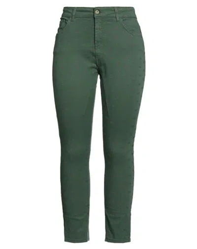 Manila Grace Woman Pants Dark Green Size 8 Cotton, Polyester, Elastane