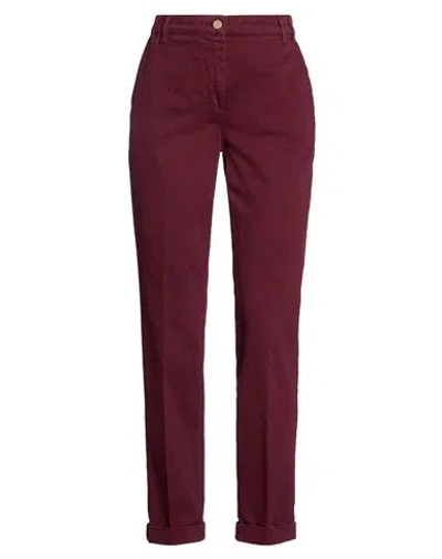 Manila Grace Woman Pants Garnet Size 12 Cotton, Elastane In Multi