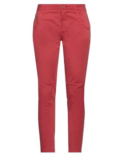 Manila Grace Woman Pants Garnet Size 29 Cotton, Elastane In Red
