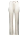 Manila Grace Woman Pants Ivory Size 8 Rayon, Viscose In White